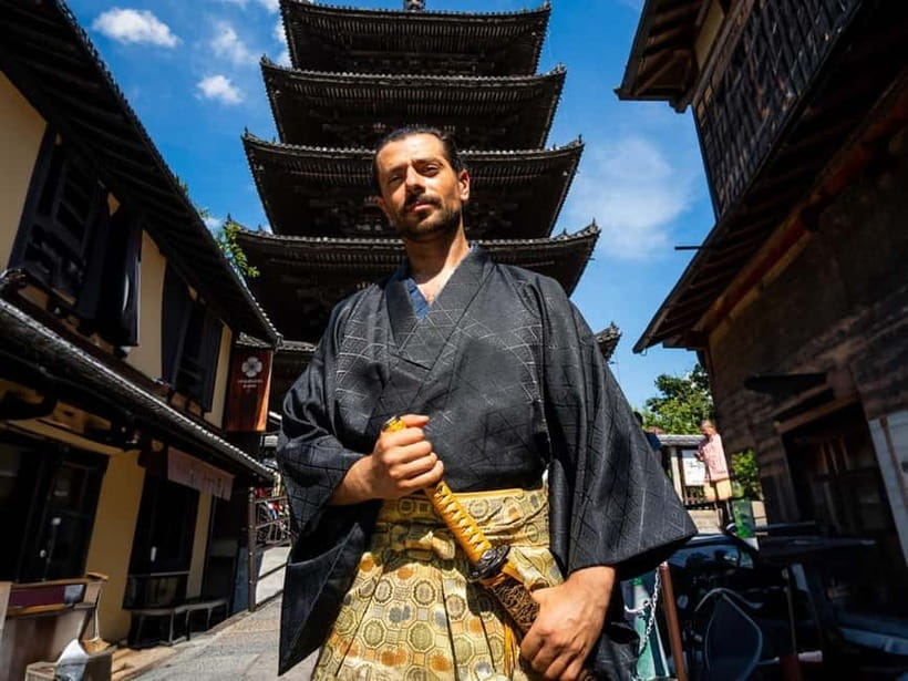 Kyoto Kimono Rental mimosa Samurai Plan｜Feel the History - What You Get: Kimono, Obi, Sandals, and That Samurai Look